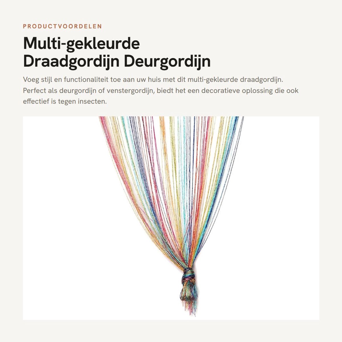 Dailygoods- Draadgordijn Multi-gekleurde - Vliegengordijn - Deurgordijn - Venstergordijn - Op maat knippen - Totale afmeting 90x200 cm