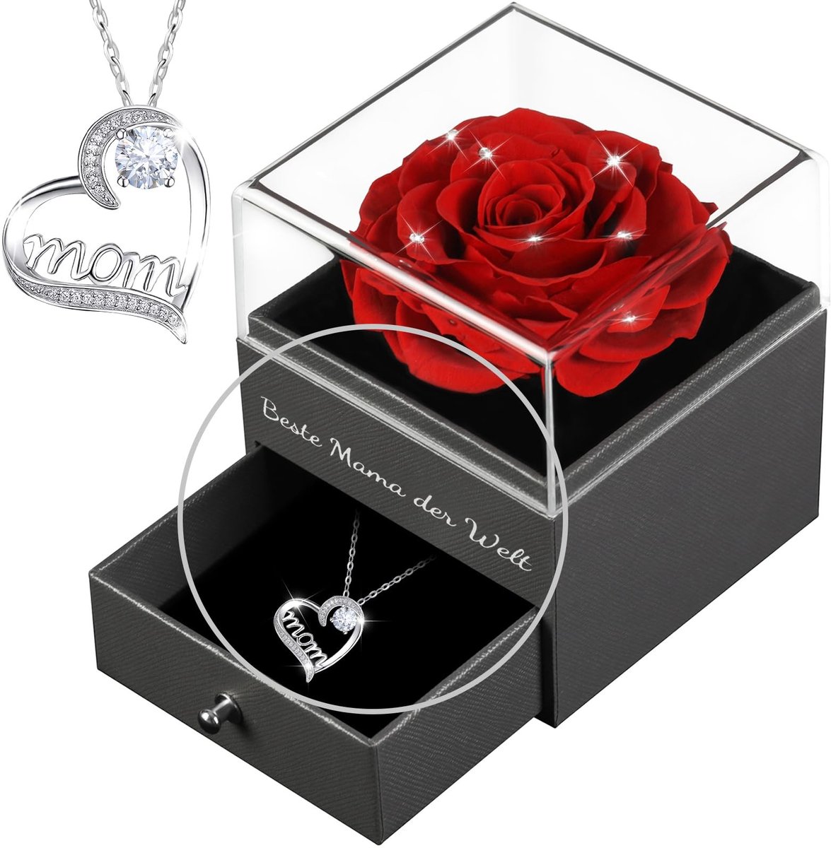 Dailygoods- Bloemgeschenken Eeuwige Roos - Cadeau voor Moederdag - Geconserveerde Bloem - Verjaardagscadeau voor Mama - Moedercadeau - Duurzaam en Langdurig