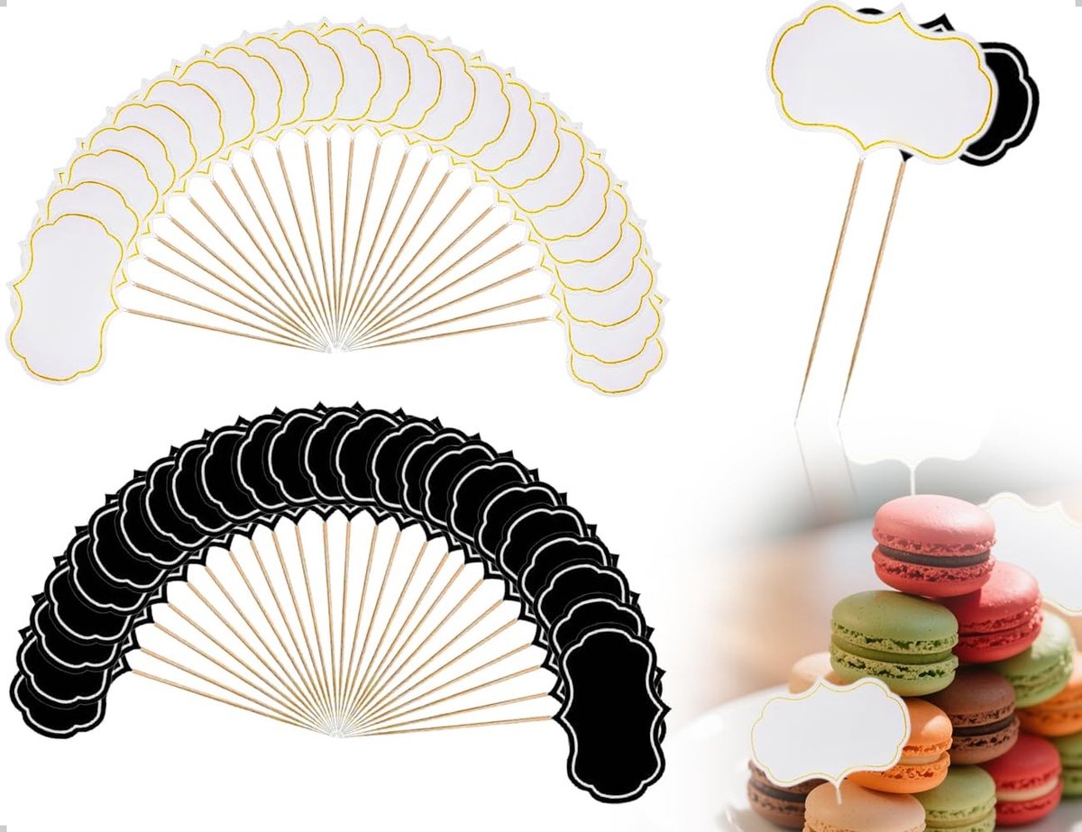 Dailygoods- Buffetborden 48 Stuks - Voedseletiketten - Tandenstokers - Vlaggen - Feest - Eenvoudig Design