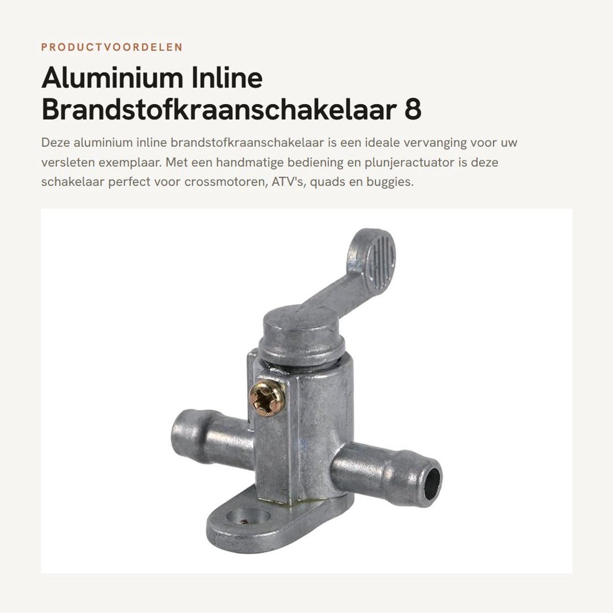 Dailygoods - Aluminium Inline Brandstofkraanschakelaar 8 mm voor Motorrijden