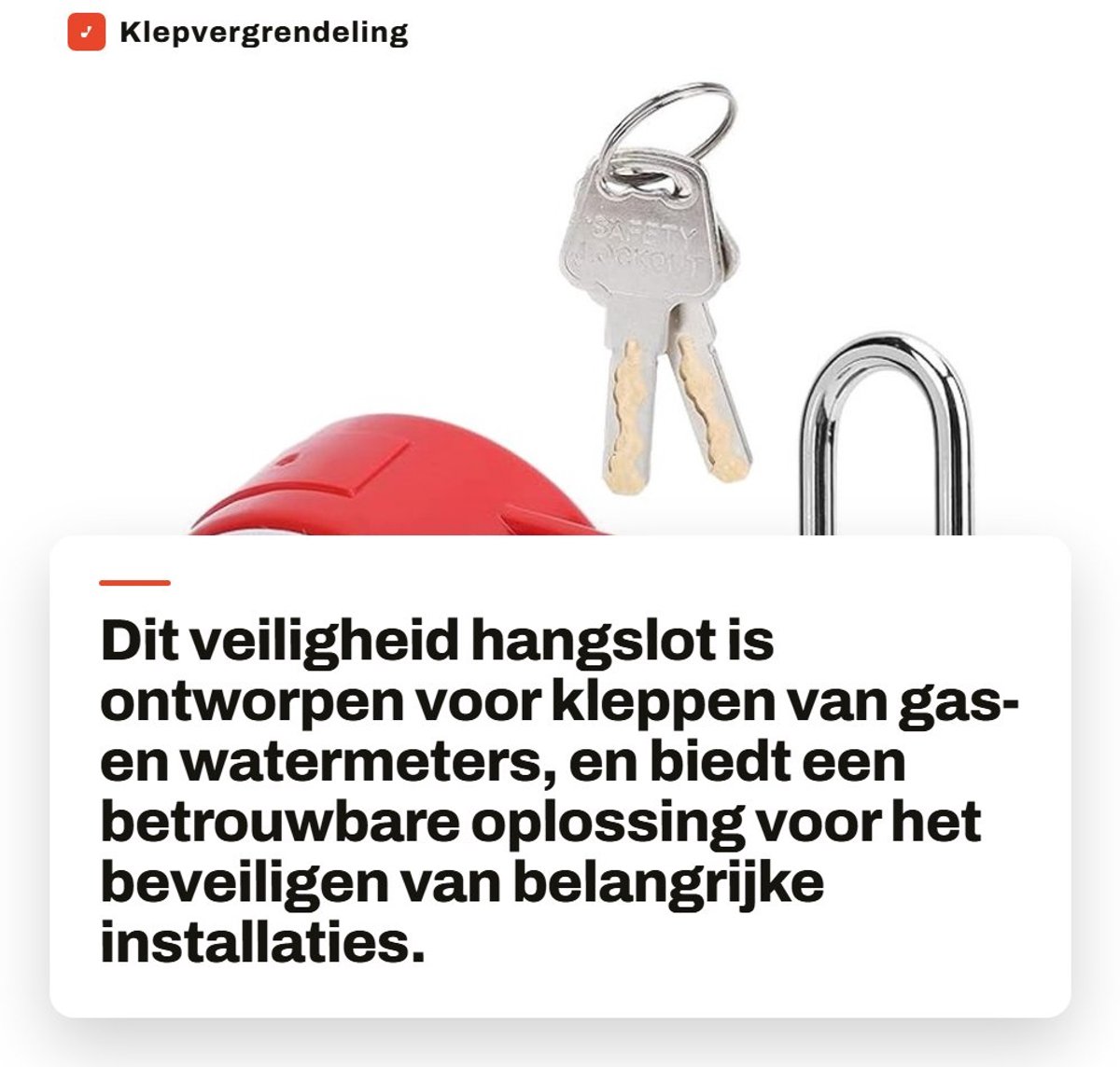 Dailygoods- Klepvergrendeling Veiligheid - Hangslot - Hangslot met sleutel - Geschikt voor gaskleppen - Watermeterkleppen - Vergrendelingsstraallengte 38 mm