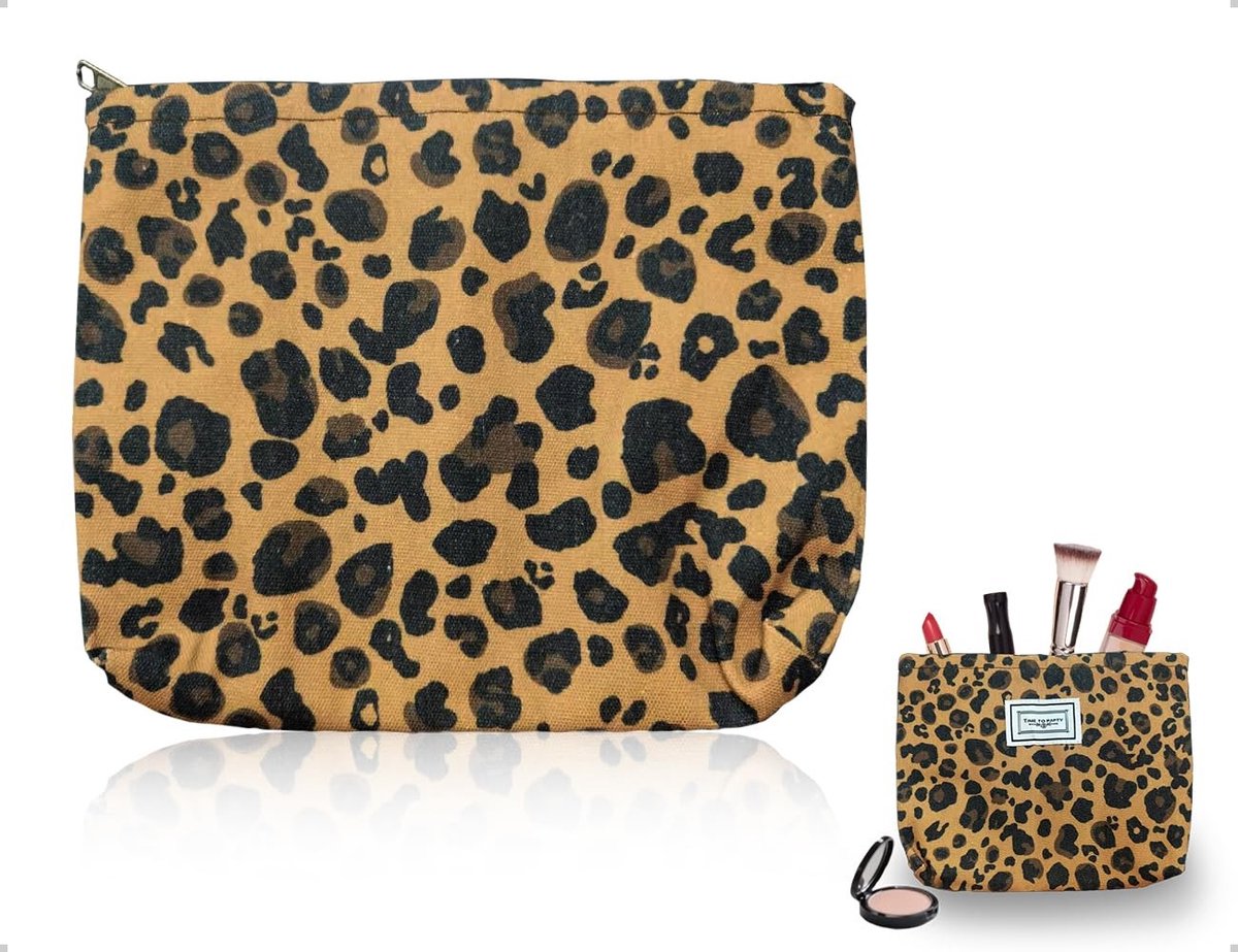 Dailygoods- Make-uptas dames - Bruin Luipaardpatroon - Reis/Toilettas - Duurzaam Stofmateriaal - Ritssluiting - Chic Ontwerp