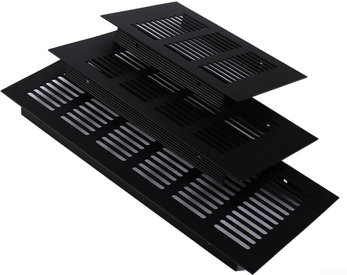 Dailygoods- Ventilatiehoes Zwart - Aluminium - Ventilatierooster - Afzuigventiel - Schoepenrooster - 150 x 250 mm - Corrosiebestendig