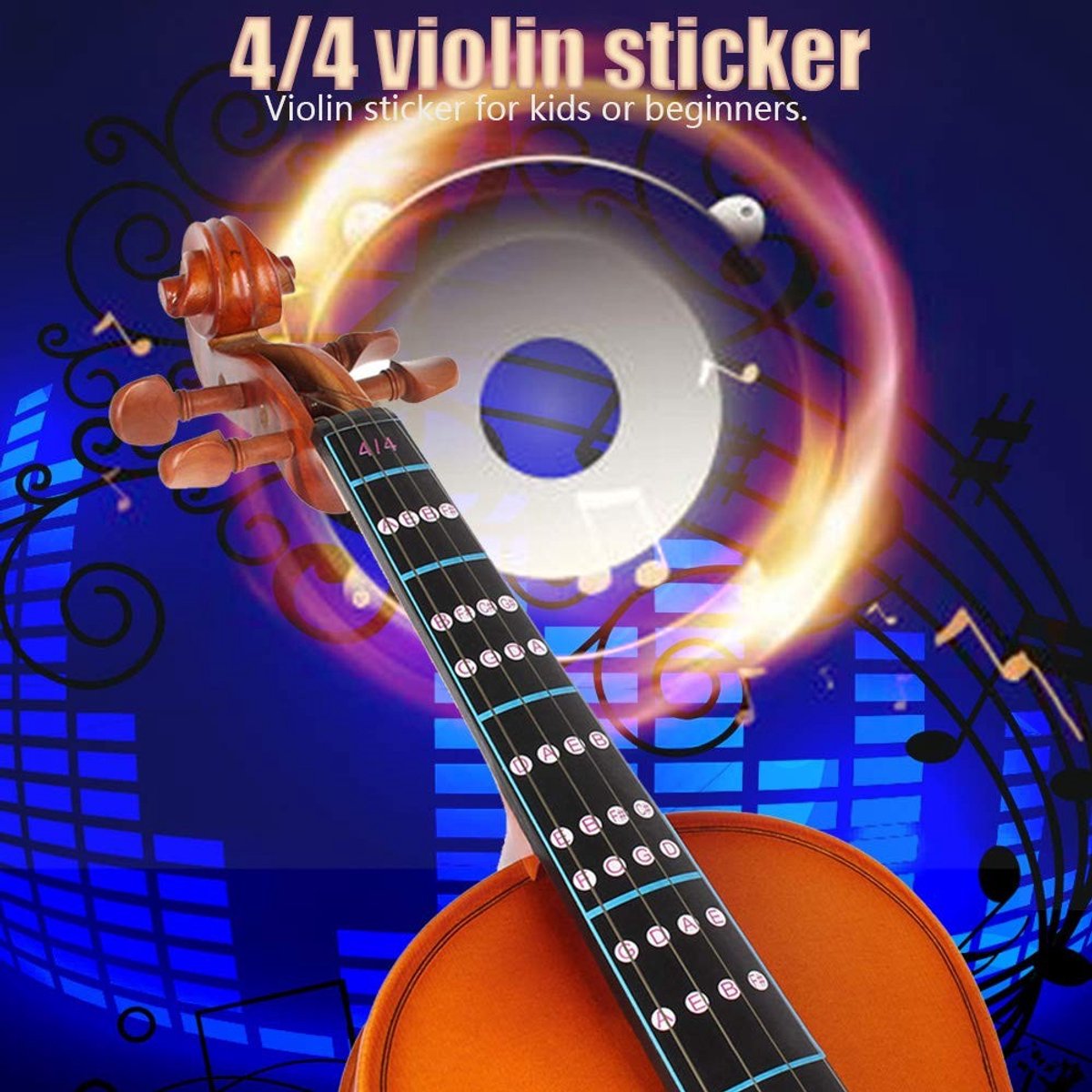Dailygoods- Toets Sticker 4/4 Viool - PVC Materiaal - Waterdicht - Hittebestendig - Verwijderbaar - Slijtvast en Duurzaam
