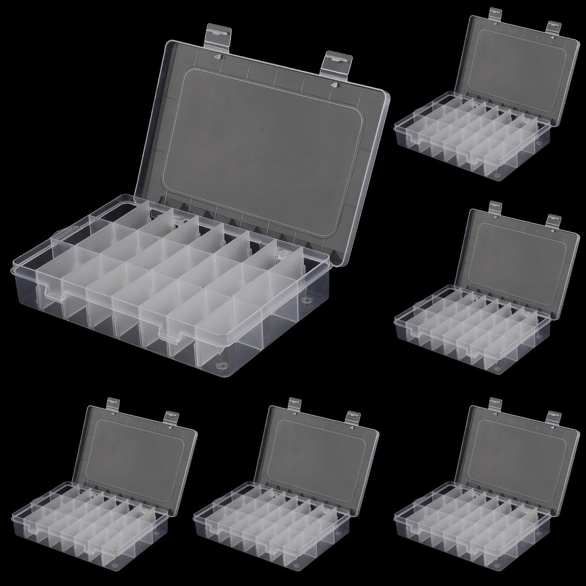 Dailygoods- Opbergdozen 6 Stuks - Verstelbare Sorteerdozen - Kunststof - Transparant - 24 Vakken - Duurzaam PP-Materiaal
