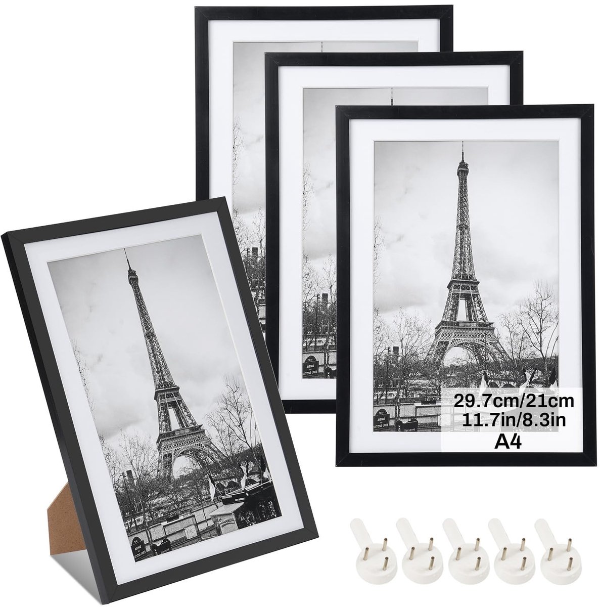Dailygoods- Fotolijsten - 4 Stuks - DIN A4 - Fotokaders - Wissellijsten - Decoratie - Perfect voor Muurkunst - Lijst