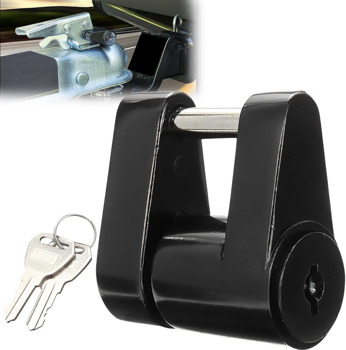 Dailygoods- Aanhangerslot Diefstalbeveiliging - Haakslot - Caravan - Standaard Trekhaak - Zinklegering - 2 Beveiligingssleutels