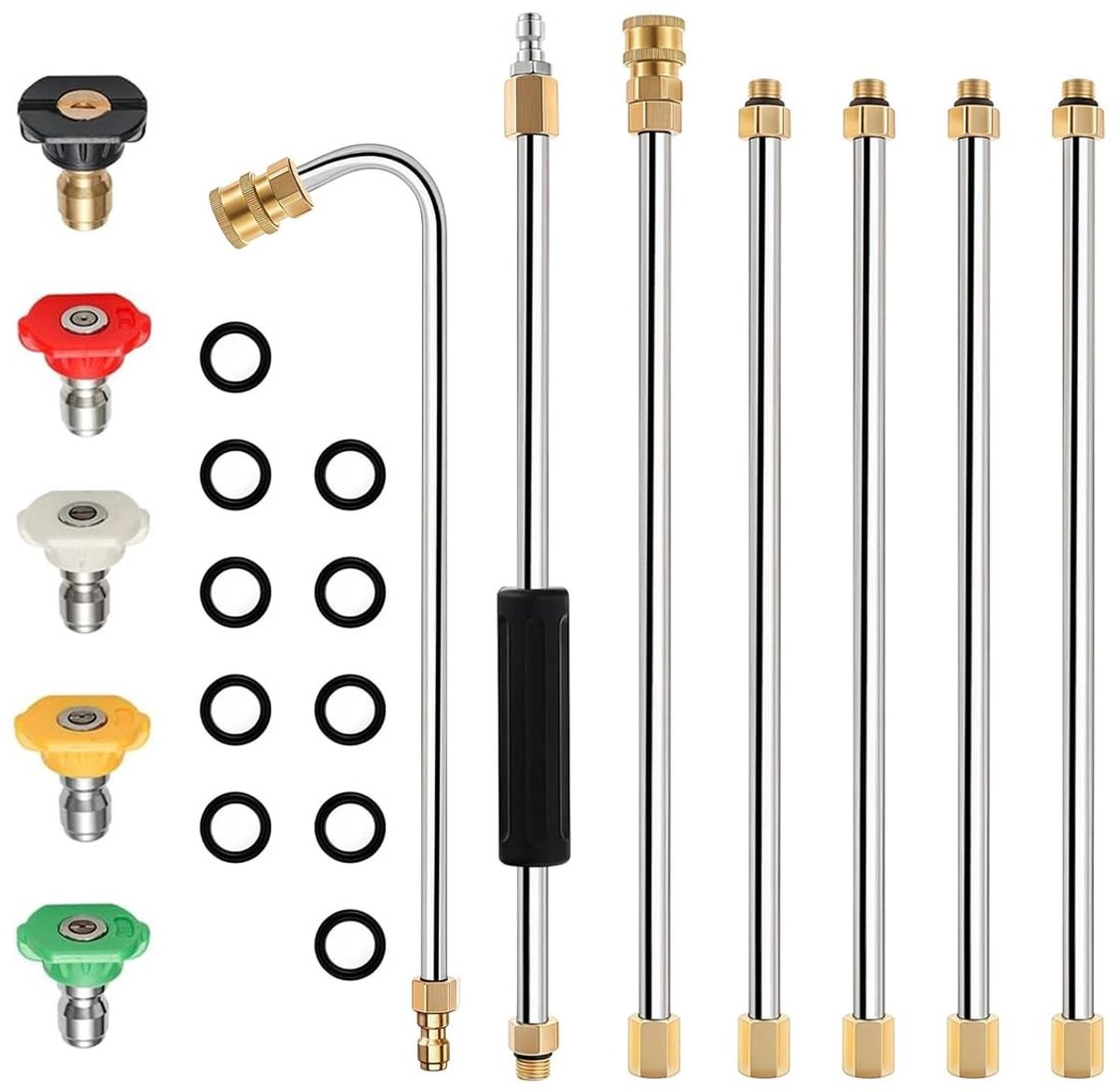 Dailygoods- Verlengstukset Uitschuifbaar Ontwerp - Hogedrukreiniger - 5 Sproeikoppen - Lichtgewicht - Duurzaam - Maximaal 4000 PSI - Hogedrukreinigeraccessoire