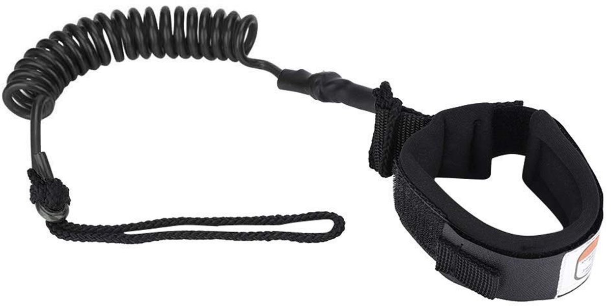 Dailygoods- Surflijn 1,5 m - Verstelbare Enkelmanchet - 5 mm PU-Koord - Opgerolde Leiband - Lichtgewicht - Geschikt voor Surfboards - Voettouw