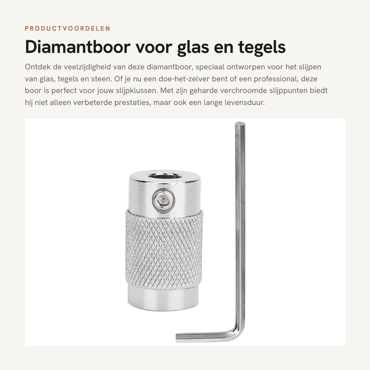Dailygoods- Diamantboor met geharde verchroomde slijppunten - Diamantboor set - Tegelboor - Glasboor - Slijpkop voor slijpmachine - Standaard korrel voor glas en steen