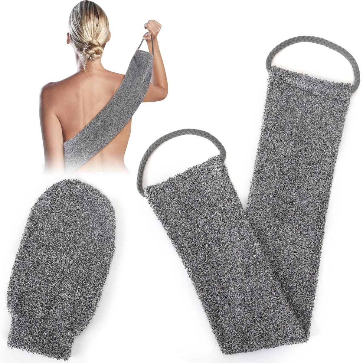 Dailygoods- Rugschrobber Dubbelzijdig - Natuurlijke Luffa - Exfoliërende Badspons - Zacht voor de Huid - Duurzaam en Milieuvriendelijk
