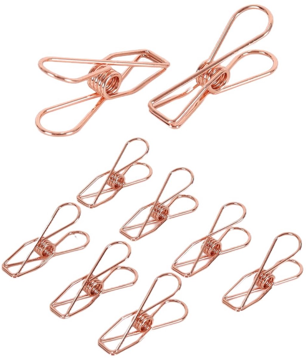 Dailygoods - 50 stuks stalen draadklemmen, 32 mm multifunctionele pinnen voor kleding, rekeningen, papier, kantoorbenodigdheden, keuken, kamperen (roségoud)