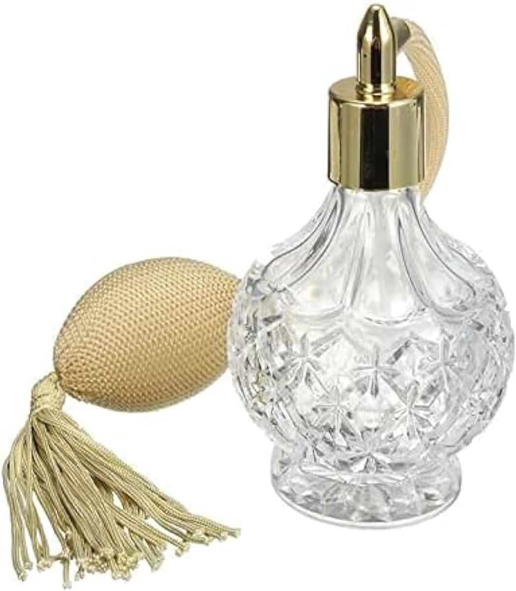 Parfumfles - Vintage lege glazen parfumfles - Luxe Glazen Parfumfles - met Verstuiver - Vintage Parfum Verstuiver Leeg - met Airbag - Hervulbare Kristallen Flacon - Transparant - 100ml