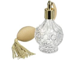 Parfumfles - Vintage lege glazen parfumfles - Luxe Glazen Parfumfles - met Verstuiver - Vintage Parfum Verstuiver Leeg - met Airbag - Hervulbare Kristallen Flacon - Transparant - 100ml