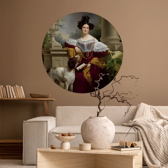 Portrait d'Alida Christina Assink - Peinture de Jan Adam Kruseman Sticker mural cercle papier peint 100x100 cm / cercle papier peint / cercle mural / cercle vivant - autocollant & découpe ronde