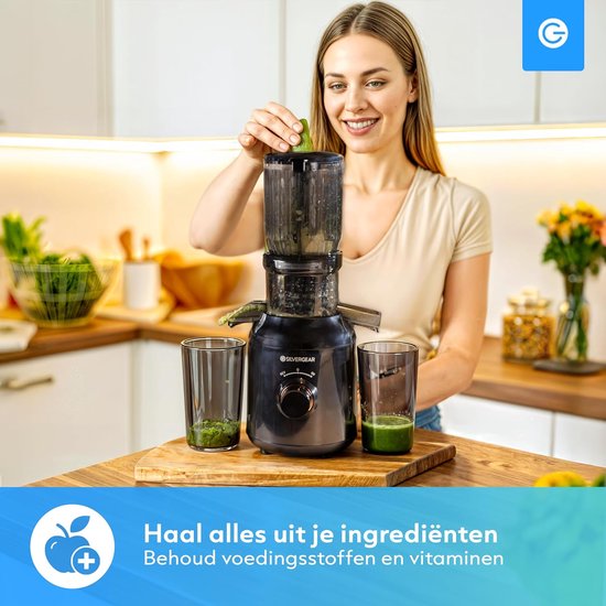 Slowjuicer - Sapcentrifuge Elektrisch - Gezonde Sappen Maken - Krachtige Motor 60 RPM - 103 mm Opening - Zwart — afbeelding 5