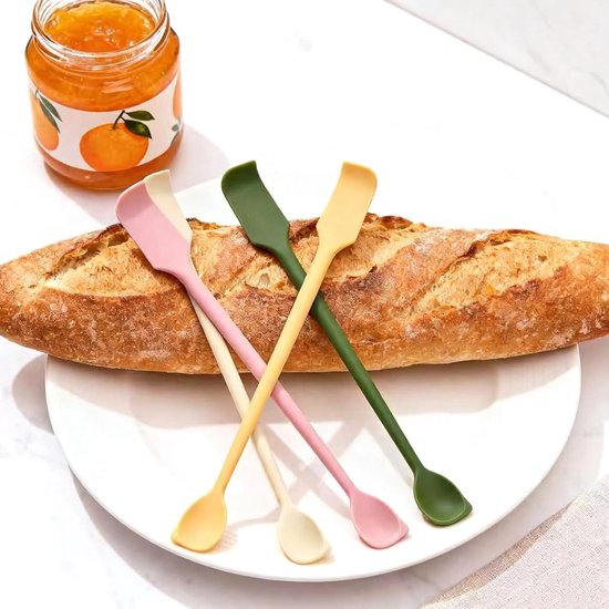 Spatels, 26 cm, dubbelzijdige kleine keukenschraper, multifunctionele deegschraper, herbruikbare mini-siliconen spatels voor smalle fles, jam en crèmes (4 kleuren) — afbeelding 4