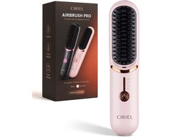 Ciriel AirBrush™ Pro - Brosse lissante sans fil – Brosse à cheveux électrique – Brosse chauffante - Rose - Lisseur sans fil - Sèche-cheveux sans fil - Rechargeable – 3 réglages de chaleur – Pour cheveux épais, normaux et fins