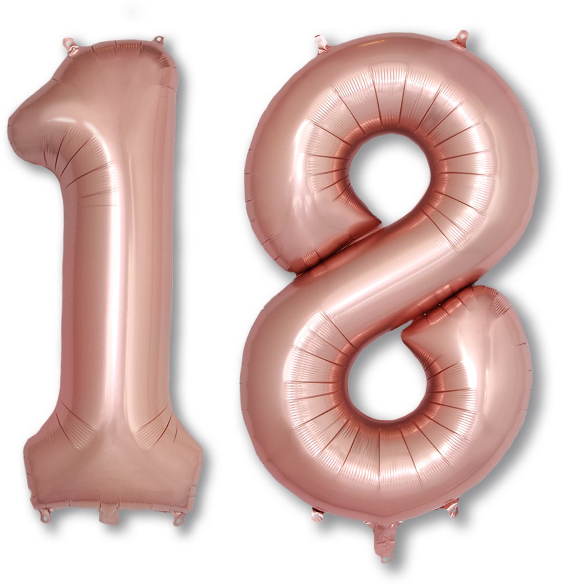 BTH – Folie Ballon Cijfer 18 – Rosé Goud – Feestversiering – Helium of Lucht – Verjaardag Decoratie – Met Rietje – 86cm