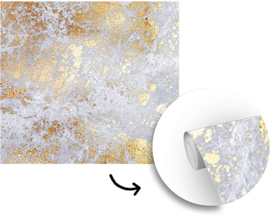 Behang - Fotobehang Marmer - Goud - Grijs - Breedte 300 cm x hoogte 300 cm