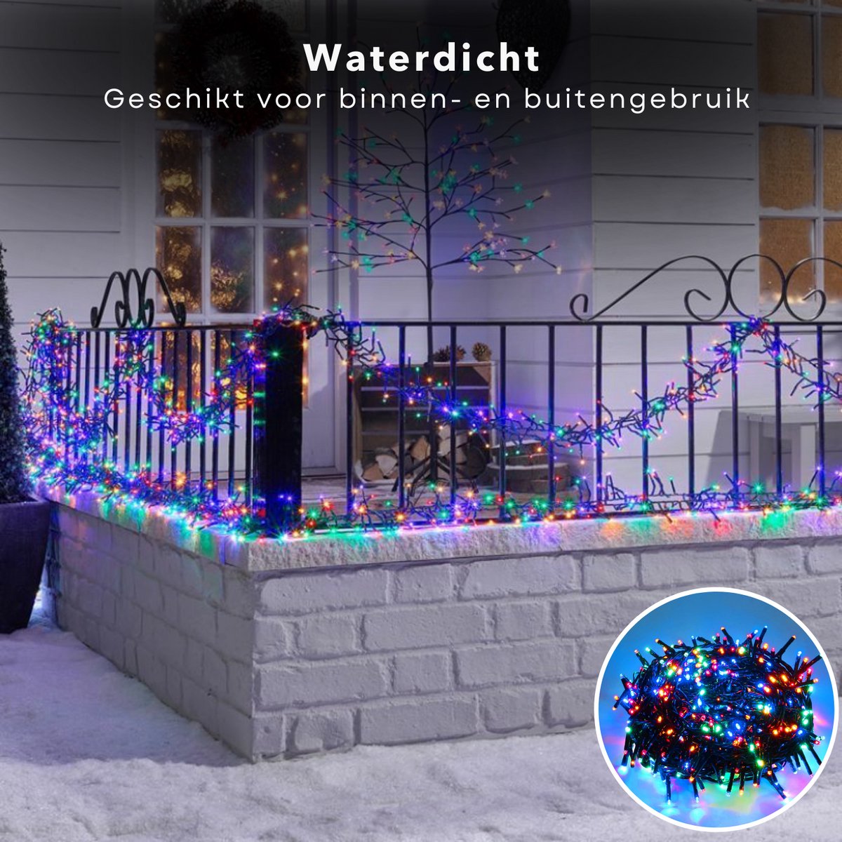 Cheqo® Kerstverlichting - Kerstboomverlichting - Kerstlampjes - 200 LED - 4M - Voor Binnen en Buiten - Timer - Veelkleurig - 8 Lichtfuncties - Op Batterijen - Multicolor - Gekleurde Kerstverlichting - Sfeerverlichting - Feestverlichting – foto 5