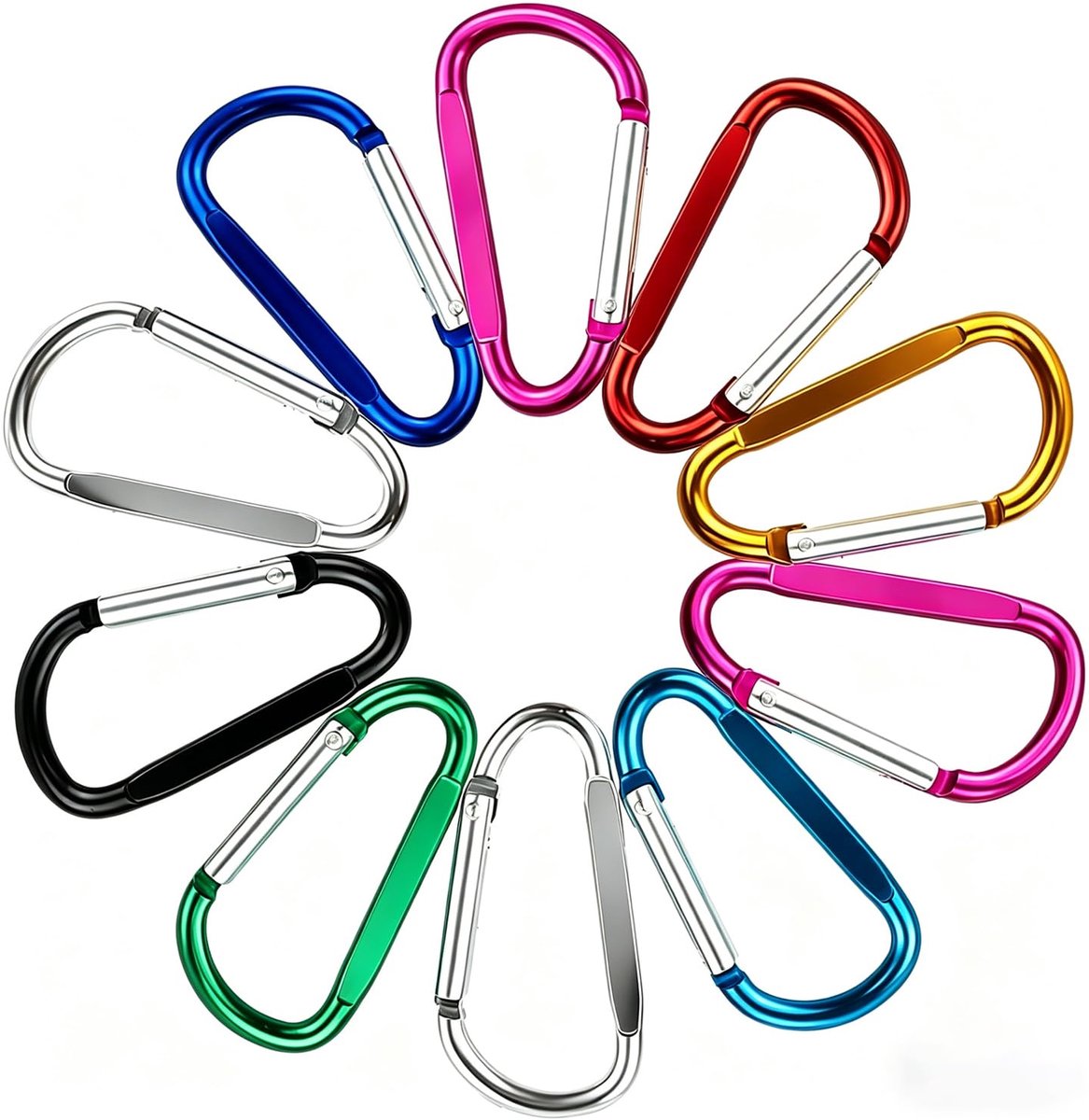 10 Stuks Karabijnhaken, Sleutelhangers, Geveerde Sluiting Voor Kamperen, Vissen, Wandelen of Reizen