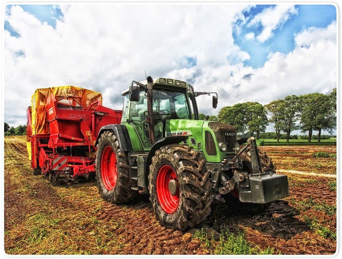 Wollige deken, zacht en warm, microvezel, woondeken, 150 x 200 cm, knuffeldeken als bankdeken of sprei-tractor, trekker boerderij