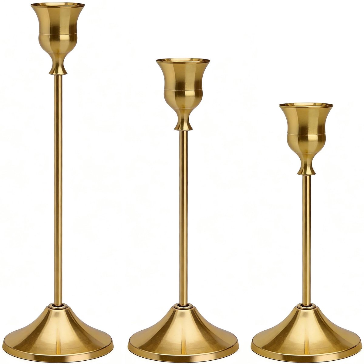 Houder Metaal Goud voor Taper Kaars - Set/3 STKS Decoratieve Kaars Houder - Eettafel Woondecoraties