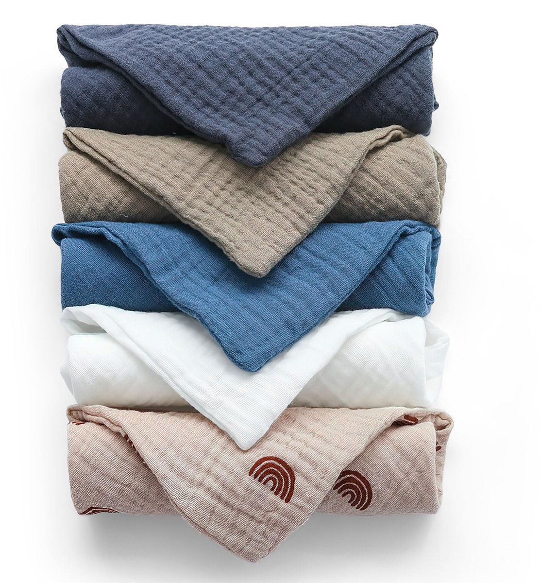 Mousselindoeken voor baby's, 5 stuks spuugdoeken van katoen 23x23cm, ademende mulldoeken ideaal voor het reinigen (1)