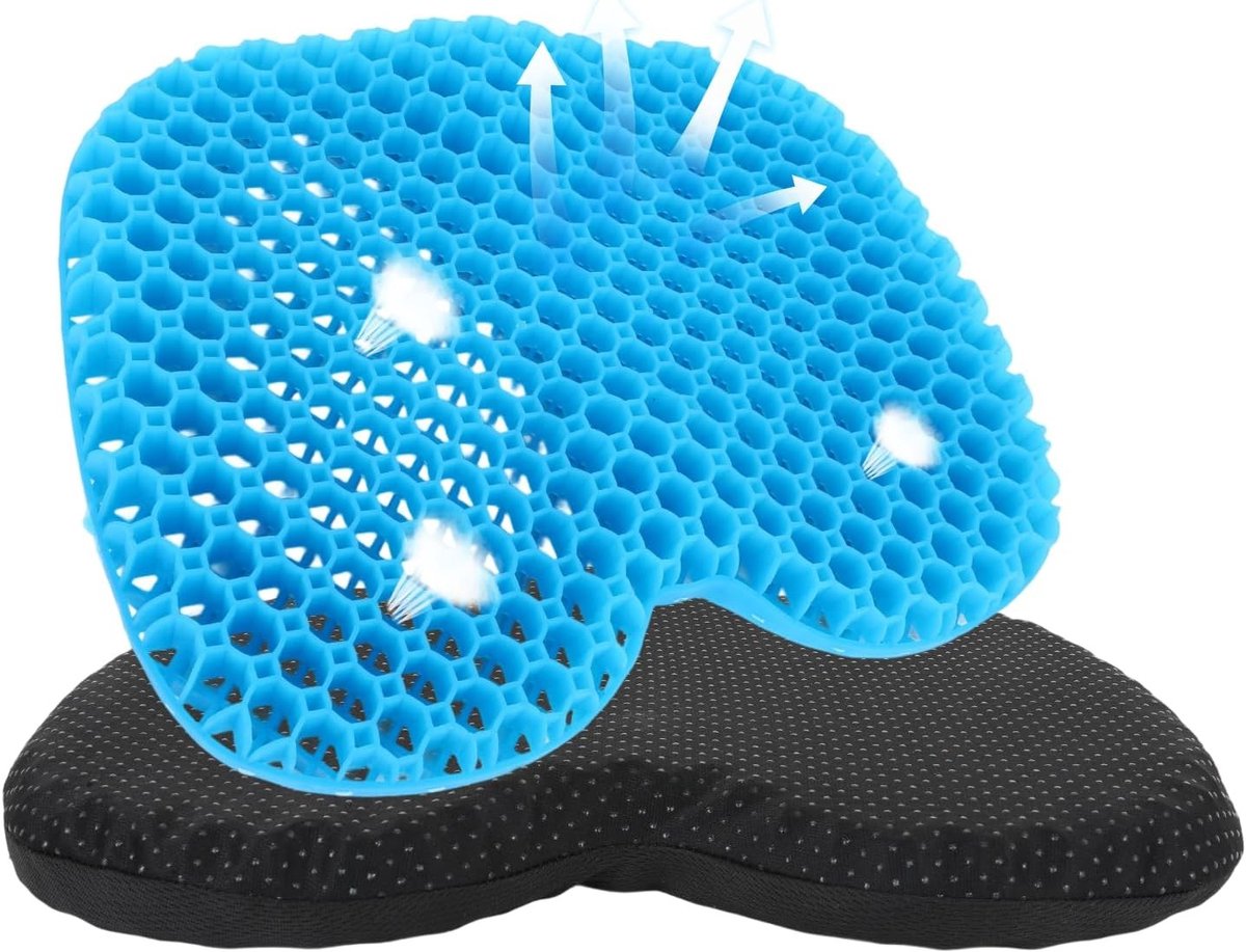 Orthopedisch Zitkussen met Antislip Cover, 40 x 32 cm, Honingraat Design voor Rugpijnverlichting, Ideaal voor Stoelen, Bureau, Bank, Rolstoel en Auto
