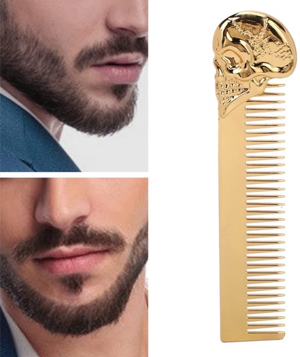 Store_8 - Haarkam - Doodskopdesign - Draagbare Haarstylingtool - Goud
