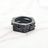Mei's - Viking Rune Fold - ring heren - runen - RVS grijs - ringmaat 65 mm