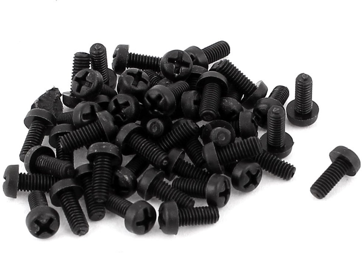 Sourcingmap M2.5 x 6mm Nylon Phillips Cross Pan Head Machine Schroeven Zwart 50 STKS