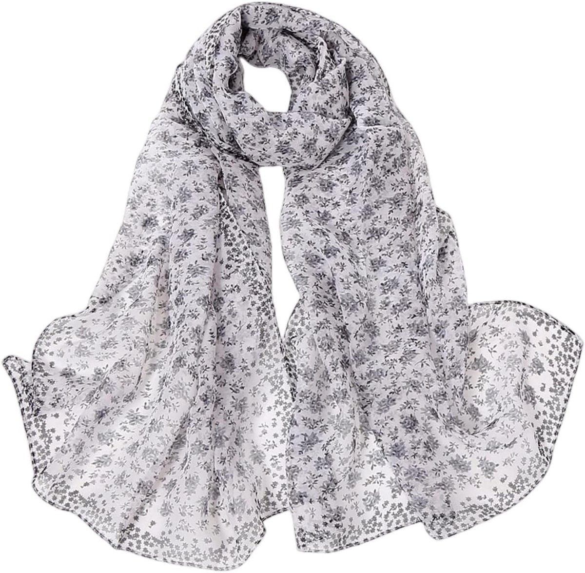 Sjaal Dames Doek Chiffon Zijden Sjaals Elegante Modieuze Zachte Lichte Sjaals Loop Dames Sjaal Zijdedoek Lang Geschikt voor Alle Seizoenen, 62010, 160x50.8 cm
