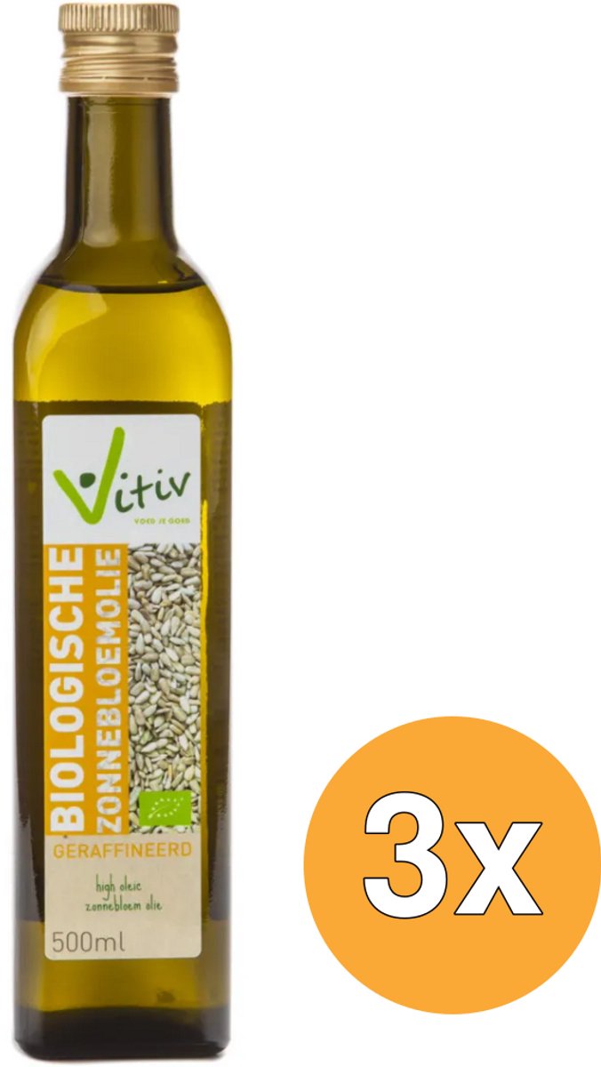 3x Vitiv Zonnebloemolie Bio (500 ml)