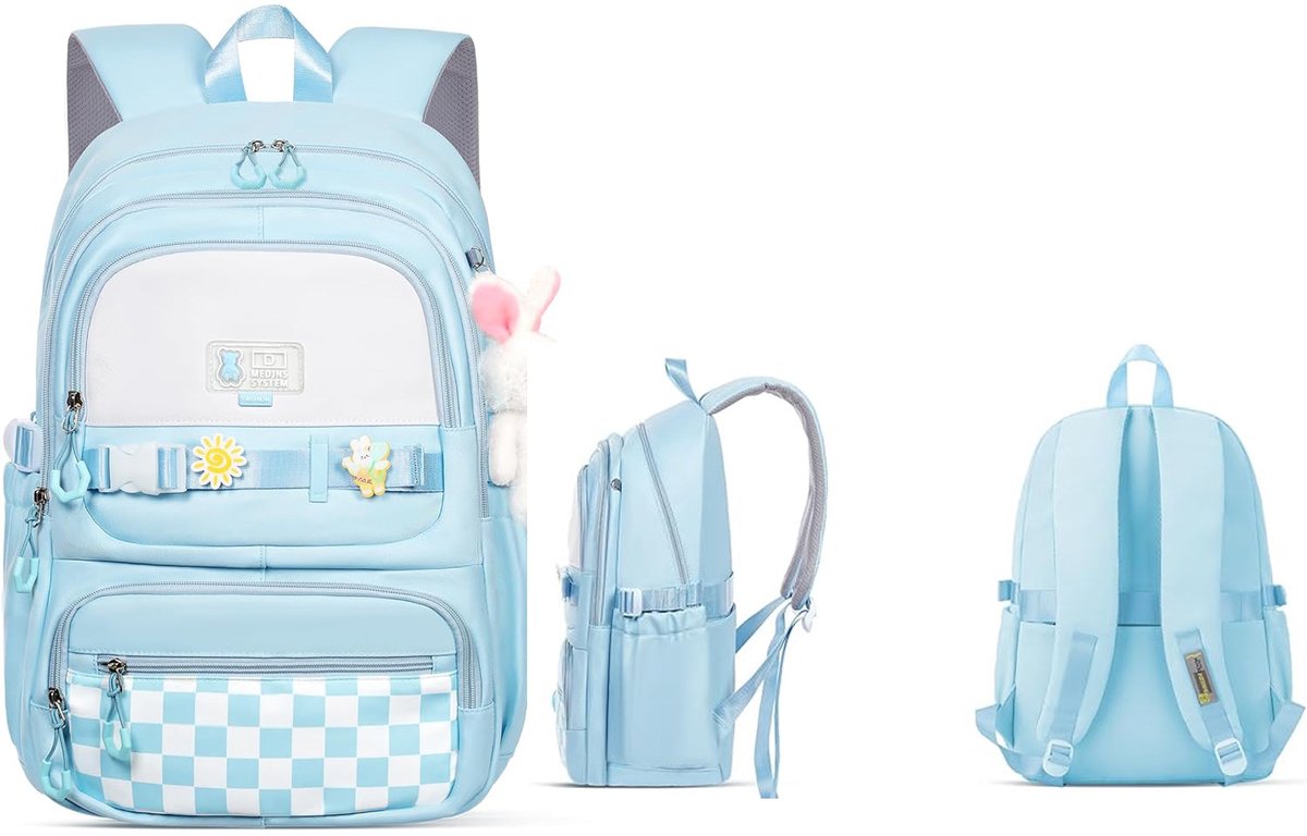 KZQ Stevige Waterdichte Schooltas Met Grote Inhoud Voor Kleuters En Basisschoolkinderen, Unisex Rugzak Voor Meisjes En Jongens-Blauw