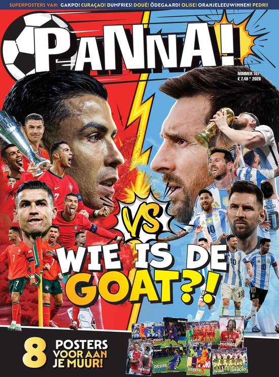 PANNA! Magazine 107 met een confrontatie tussen Ronaldo en Messi. Met 8 posters.