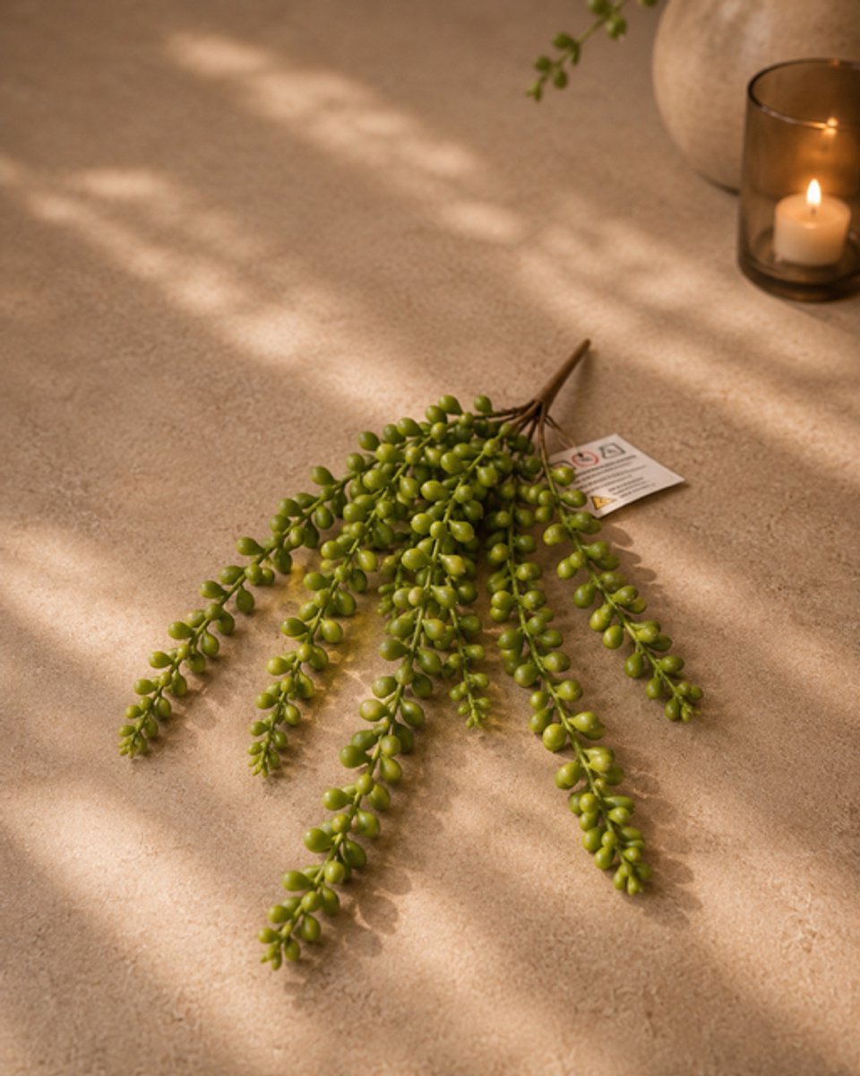 Senecio - Decoratieve - Kunst hangplant - Pearl - Groene Erwtjes - Lengte 30 cm