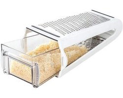 Multifunctionele torenrasp - Keukenrasp - met opvangbak - 4-in-1 handrasp - Roestvrijstalen doosrasp - Gemaakt van roestvrij staal - Duurzaam - Gemakkelijk schoon te maken - 22 x 13,5 x 8,5 cm - Zilver