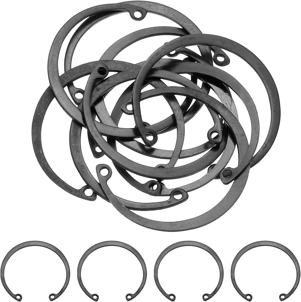 10 stuks 2-1/16 inch (52 mm) binnenste borgring, 65 Mn Veerstaal, interne bevestigingsringen, klikringen, C-clips, voor gegroefde assen, studs, zwart