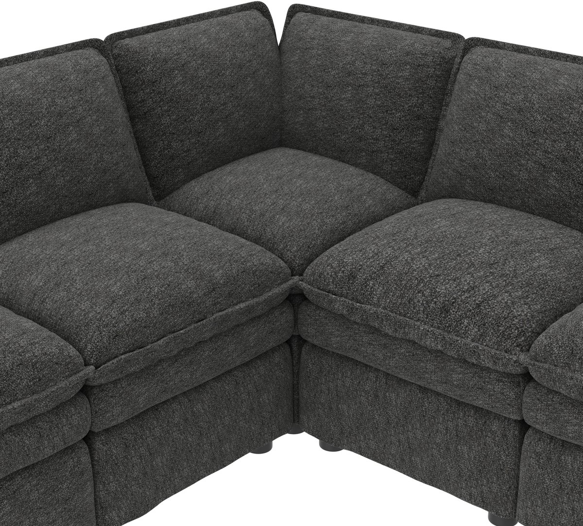 MIVRAY Bank 344 Cm - Modulaire U Bank Met Slaapfunctie En Verplaatsbare Hocker - Voor Woonkamer En Kantoor - Chenille Grijs