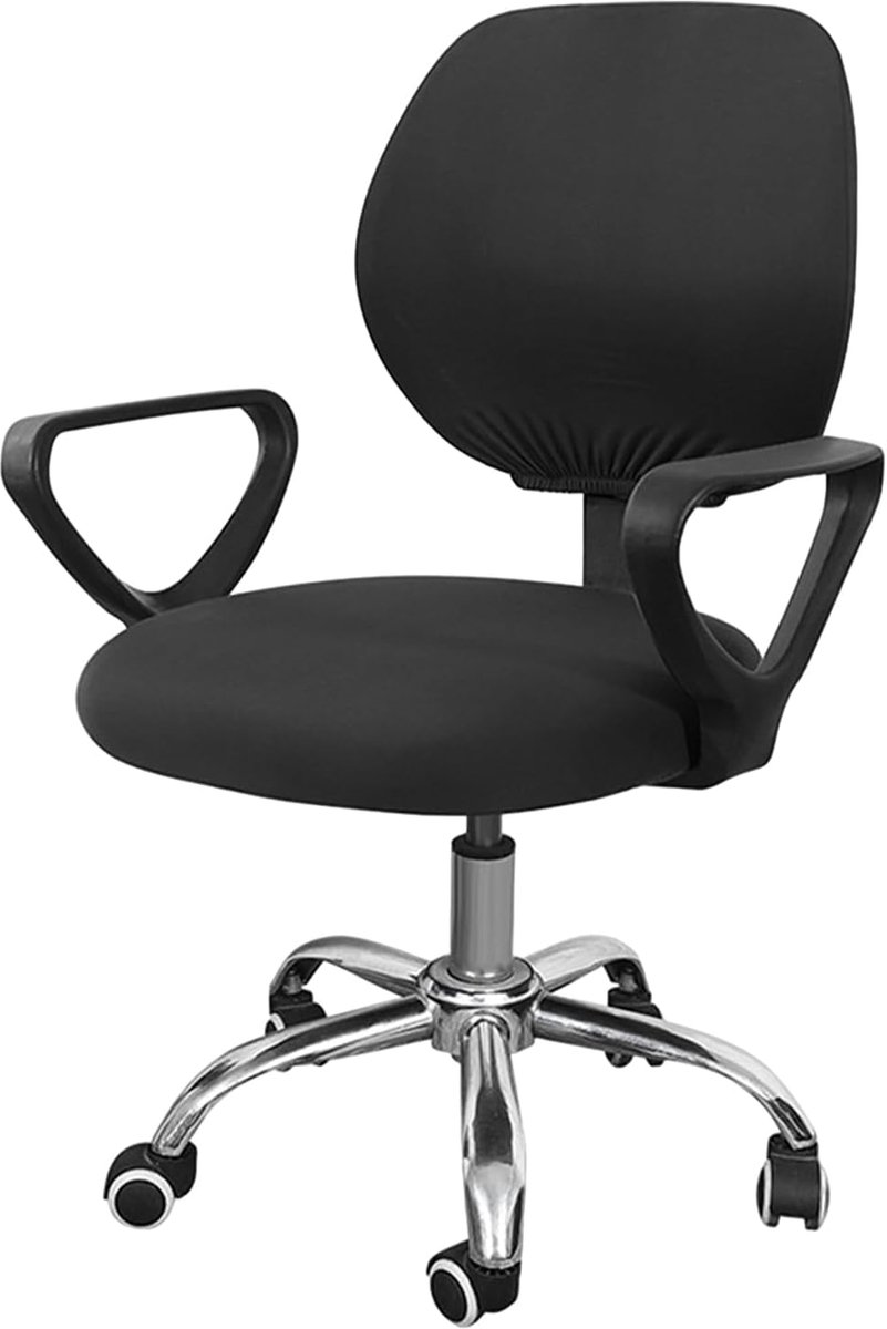 Elastische stoelhoes, bureaustoel, computerstoelhoes, elastische split stoelhoes, bureaustoelhoes, bureaustoelhoes, voor thuis, kantoor (zwart)
