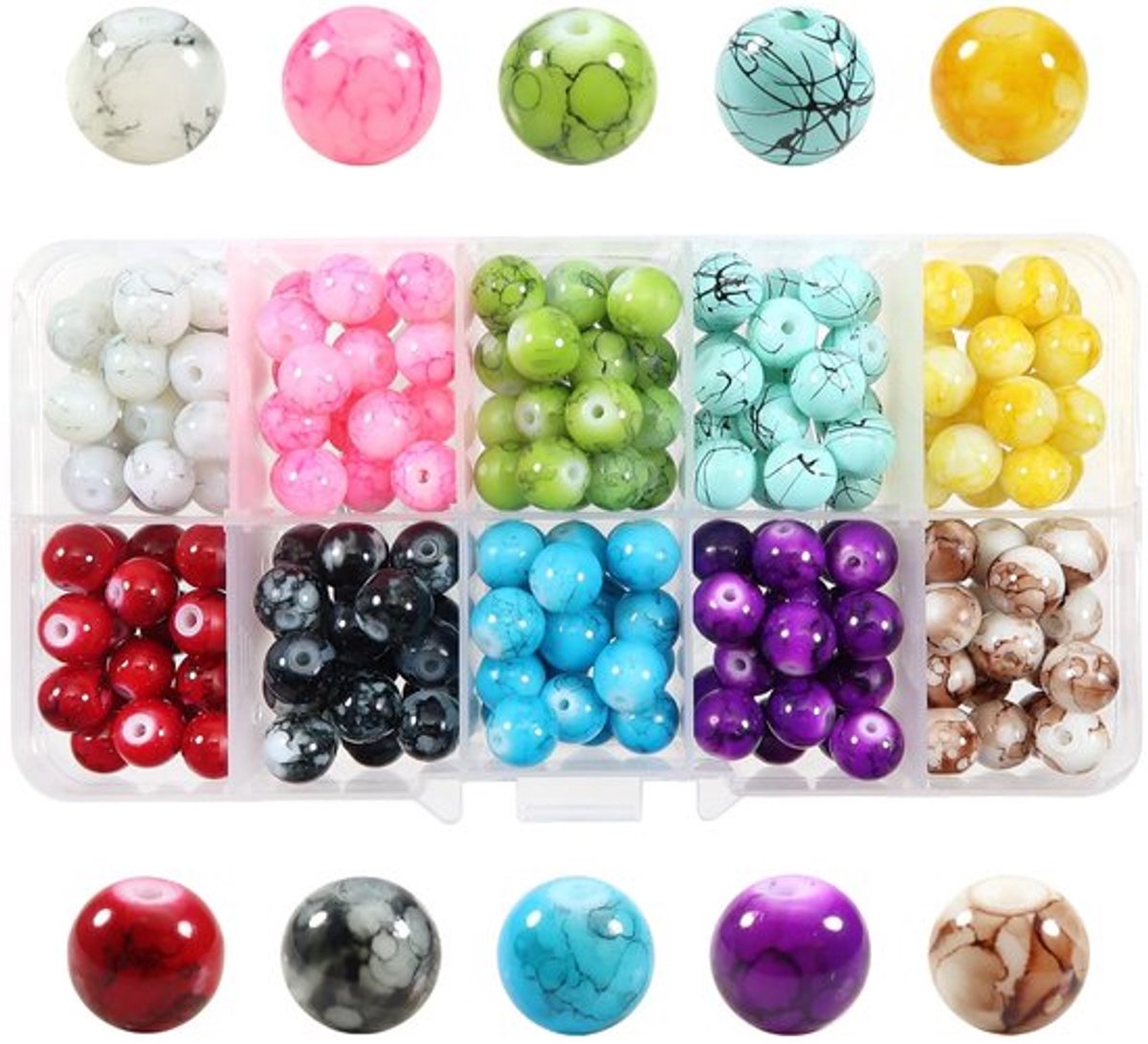 VT Goods - Glaskralen - 200 stuks - DIY sieraden maken - 8 mm rond
