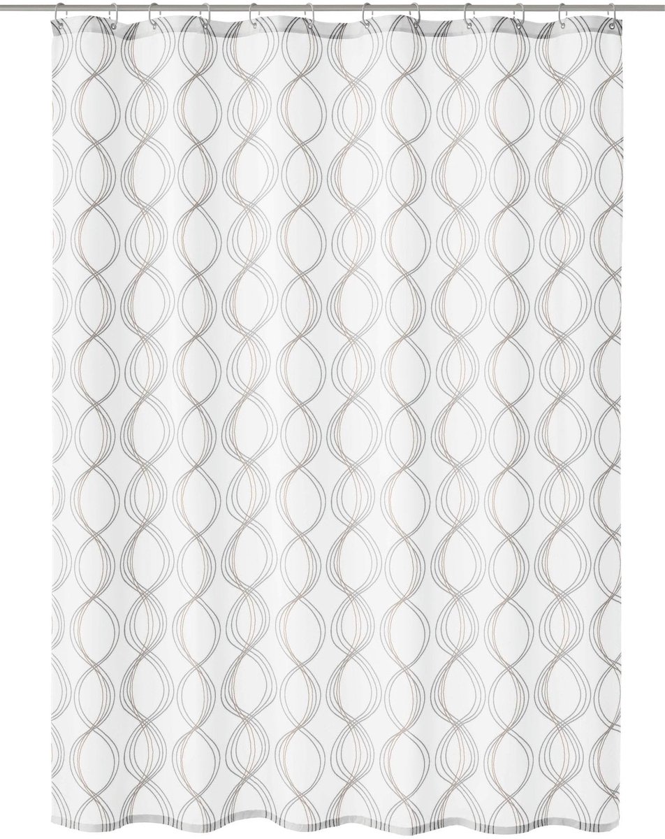 Douchegordijn textiel CLASSY Wit 240 x 180 cm | OEKO-TEX gecertificeerd, waterafstotend, versterkte ogen, met verzwaringsband, zachte textielstof, wasbaar in de machine