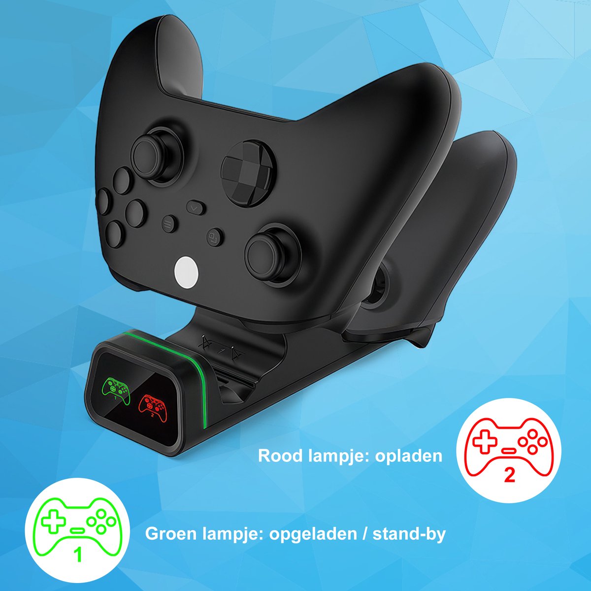 YONO Controller Oplader geschikt voor Xbox Series X / S / One - Oplaadstation met 2 Accupacks - Dual Charging Dock - Inclusief Batterijklepjes – foto 3