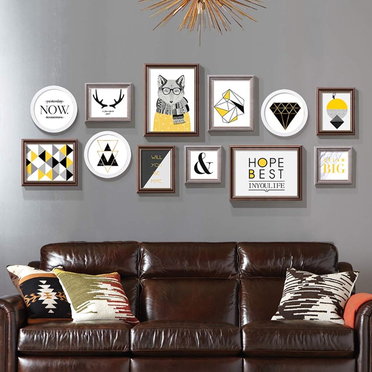 Fotolijstenset, meerdere picture fotolijsten wandset 12-delig, galerij fotowand, foto-frame-muur galerij apparatuur uitgangsfoto-wanddecoratie voor fotolijsten voor wandmontage