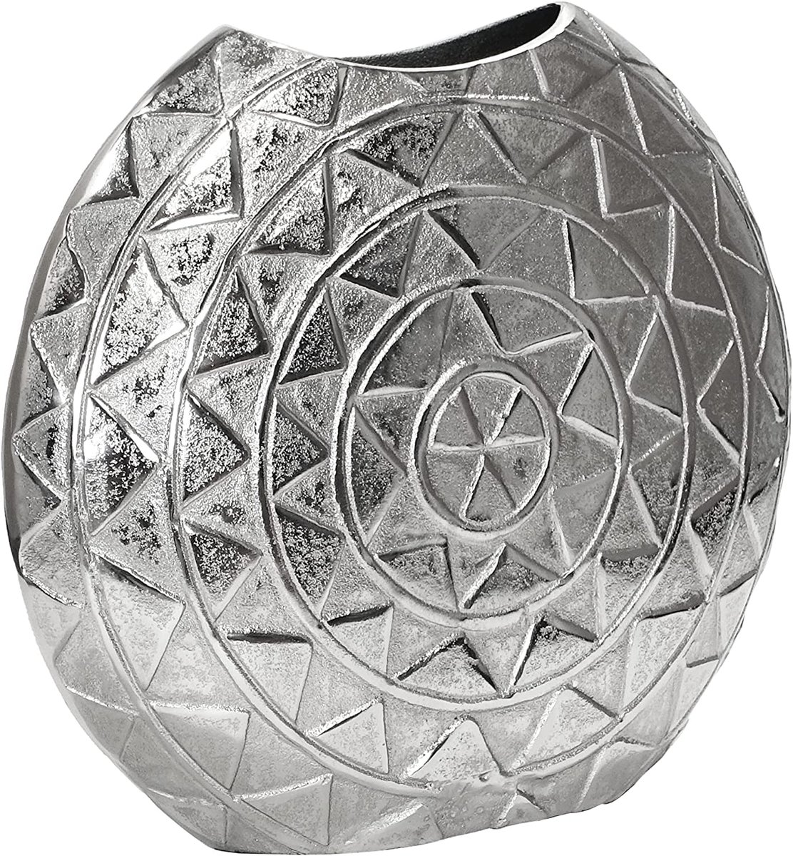 Vaas bloemenvaas voor kunstbloemen, pokalvaas, decoratieve vaas, plantenpot, aluminium zilver, decoratief modern, van metaal, woonkamer en keuken, 43 cm of 51 cm (43 x 10 x 38 cm)