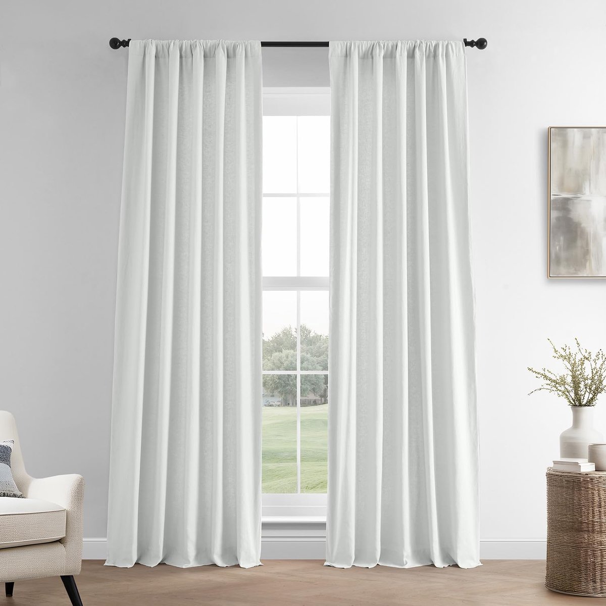 Gordijnen 244 cm lange kamer verduisterende gordijnen voor slaapkamer en woonkamer 127 x 224 cm (1 paneel), helder wit