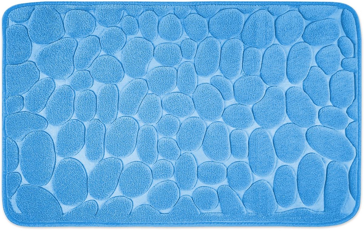 Tapijt met Memory Schuim Blauw - Badmat kan gecombineerd worden tot een set - Antislip & Maschinewasbaar - Douchedeken 50 x 80 cm