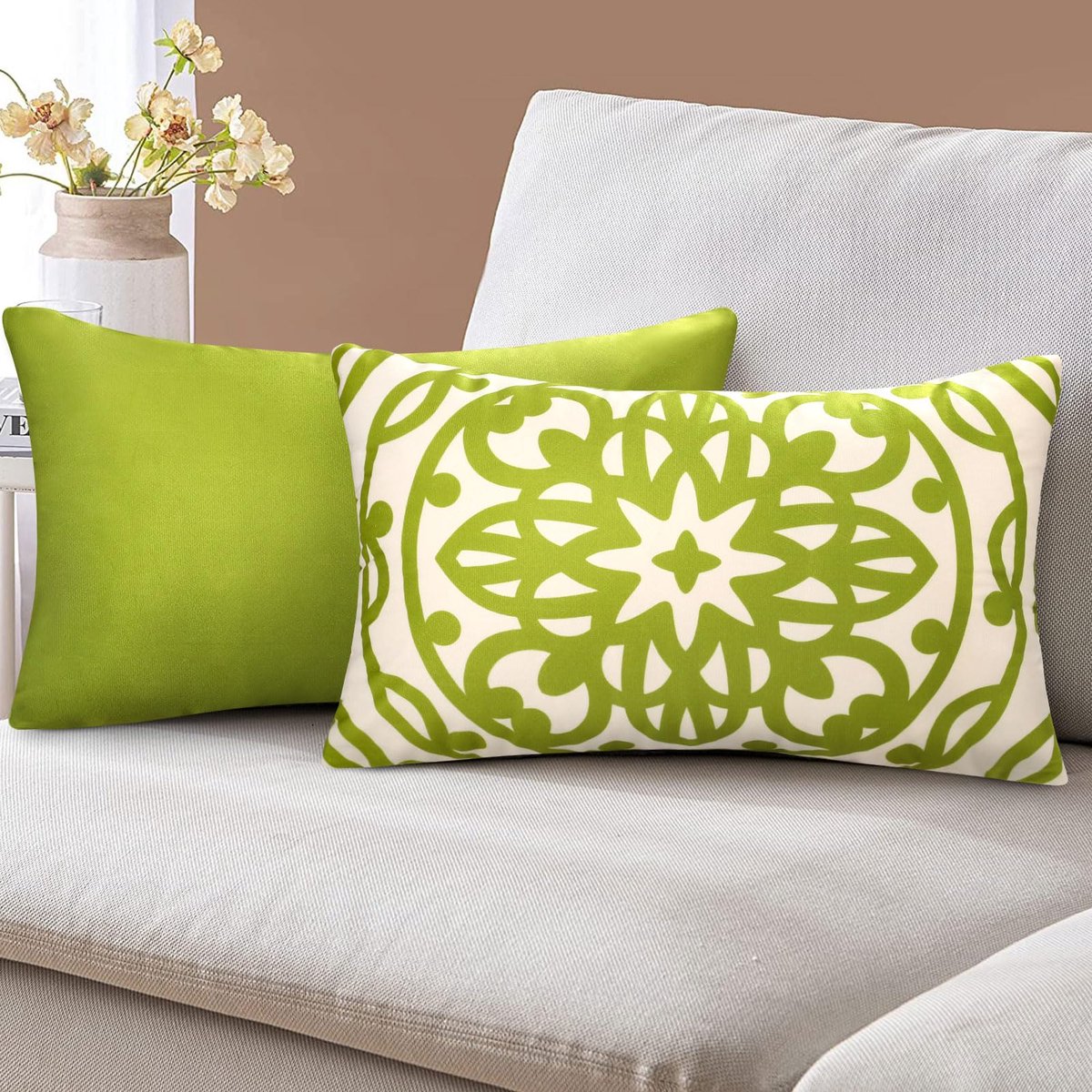 Huis van Coussin, 30 x 50 cm, super doux, Canapé, taie d'oreiller, groen, mandala, imprimé, huisje, decoratief, modern huis voor Canapé, Maison Jardin, salon, woondecoratie